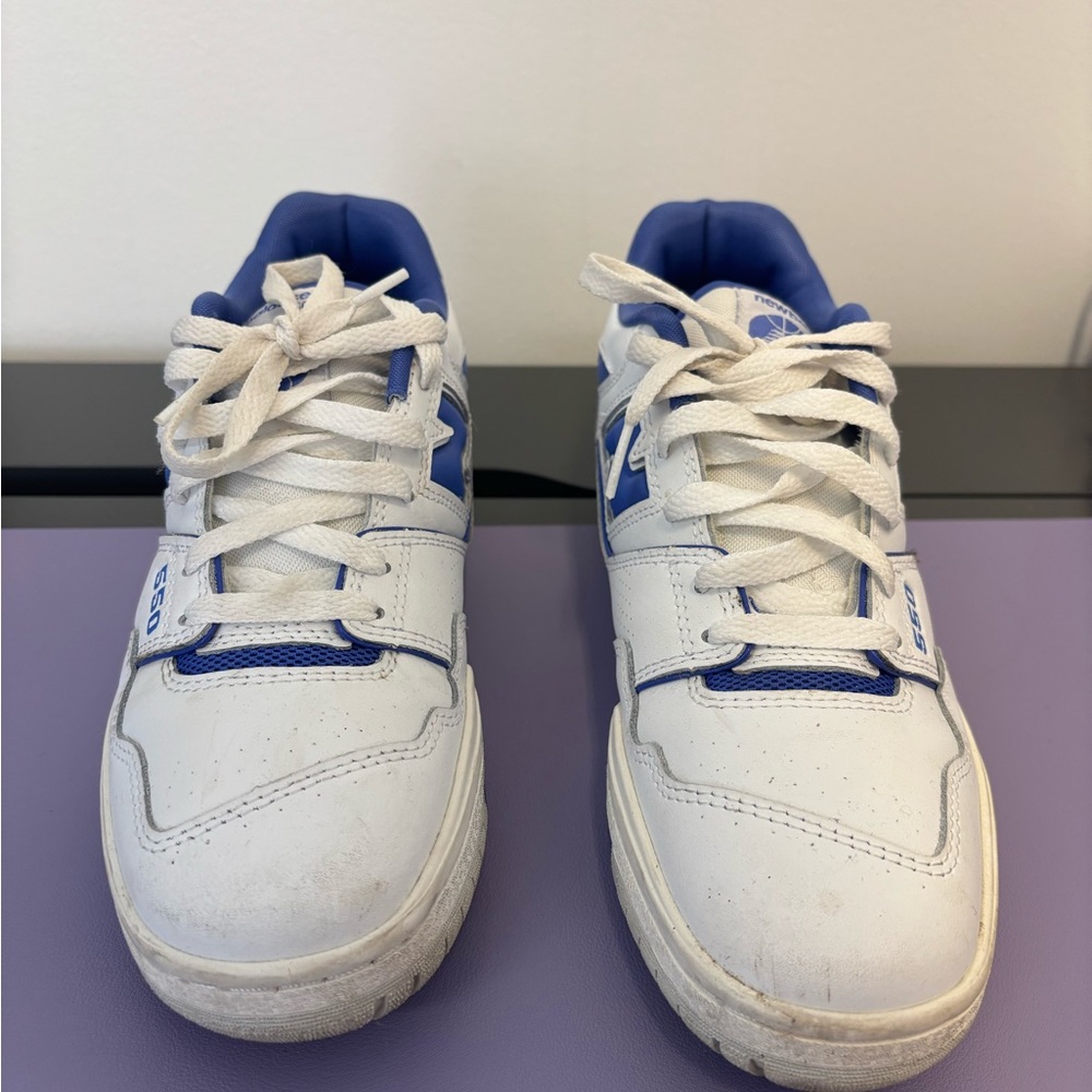 New Balance 550 White and Purple Sneakers - Picture 3 of 8